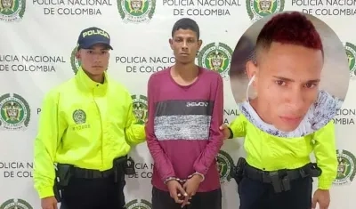 Samuel Andrés Guzmán Herrera, capturado. En el recuadro, la víctima Andrés Mauricio Guerrero Peña
