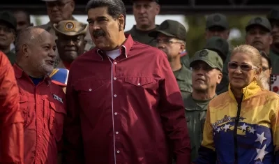 El presidente de Venezuela, Nicolás Maduro, la primera dama, Cilia Flores, y el vicepresidente Diosdado Cabello