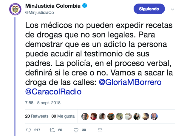 La declaración polémica de la Ministra de Justicia, Gloria María Borrero. 