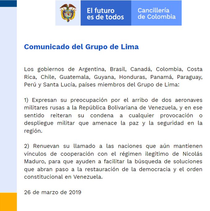 Comunicado del Grupo de Lima.