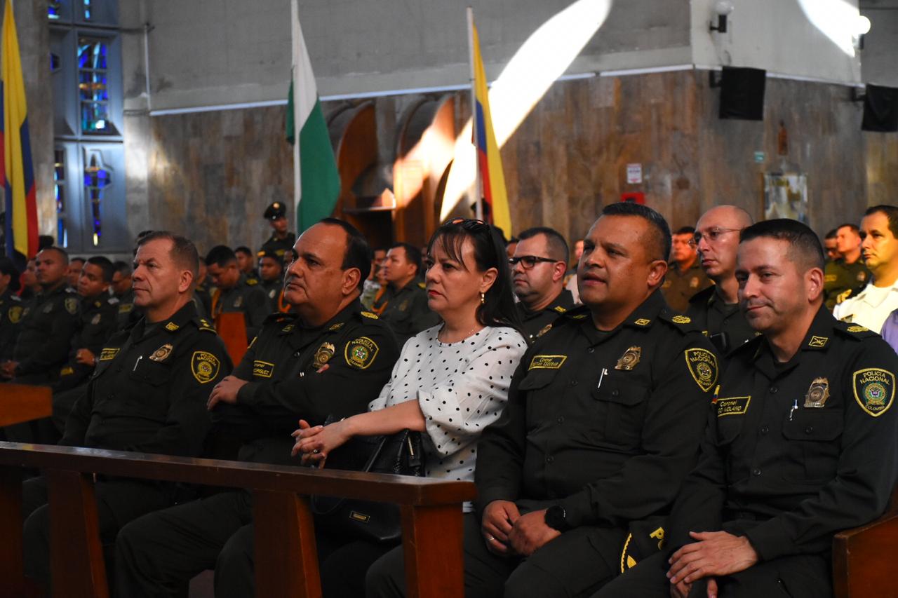 Los altos mandos de la Policía Metropolitana y de Atlántico presentes en la eucaristía.