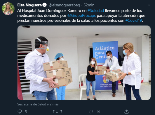 Hospital Juan Domínguez Romero recibió parte de los medicamentos donados por Procaps.  