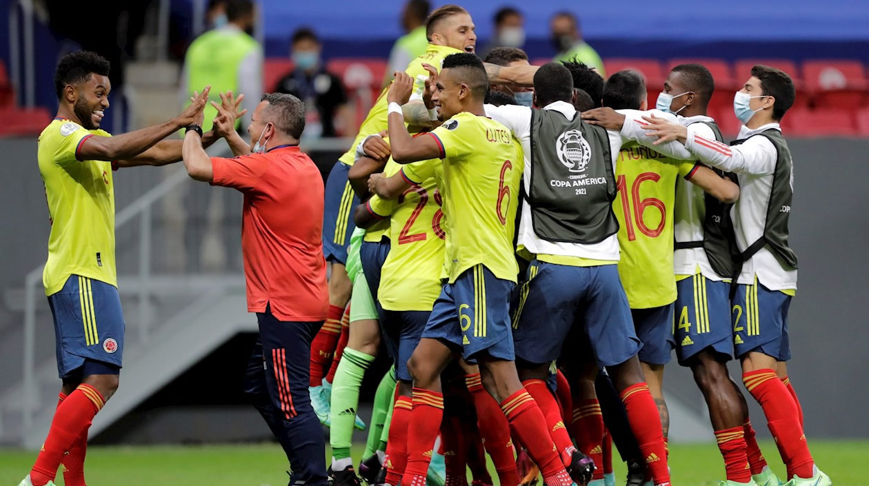 Celebración colombiana del paso a semifinales.