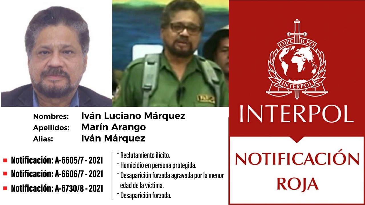 Circular roja de Interpol de Iván Márquez.