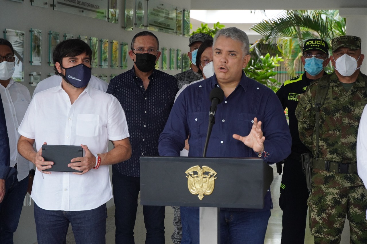 El Alcalde de Barranquilla, Jaime Pumarejo y el Presidente de la República, Iván Duque.