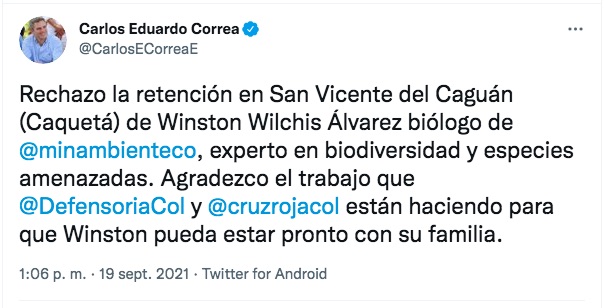 Rechazo del Ministro Carlos Correa.