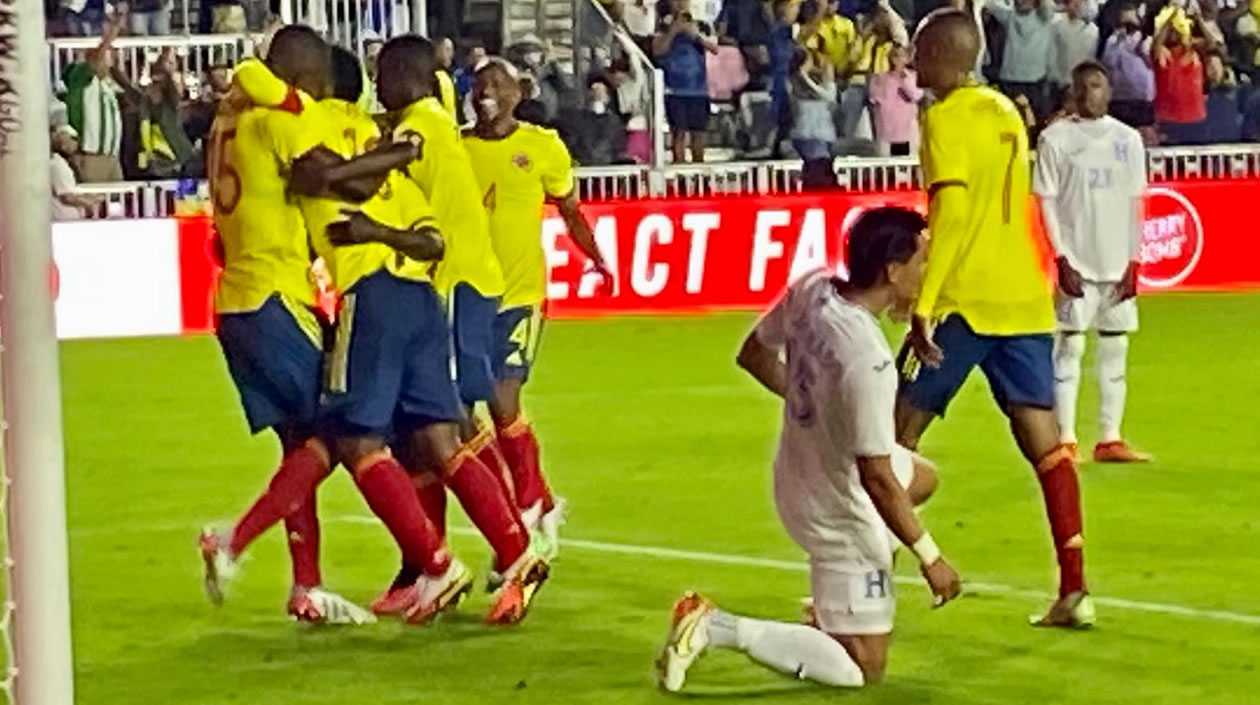 Festejo del segundo gol colombiano.