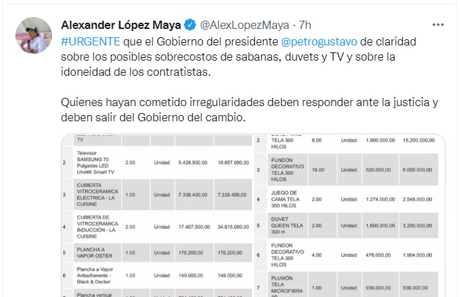 Lo que escribió el senador Alexander López