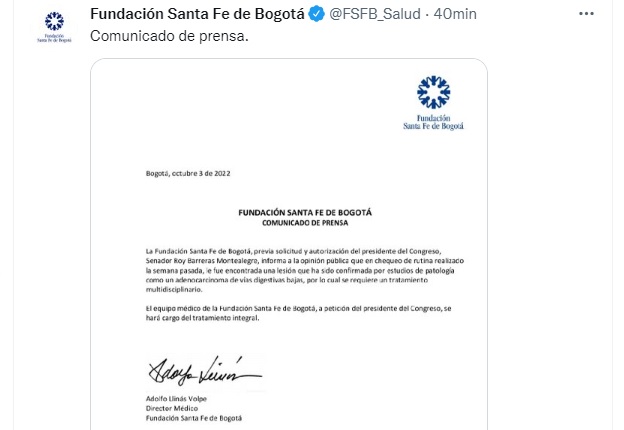 El comunicado de la Fundación Santa Fe