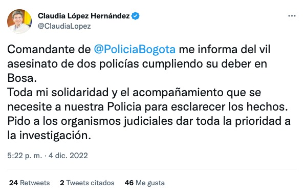 Trino de Claudia López, Alcaldesa de Bogotá