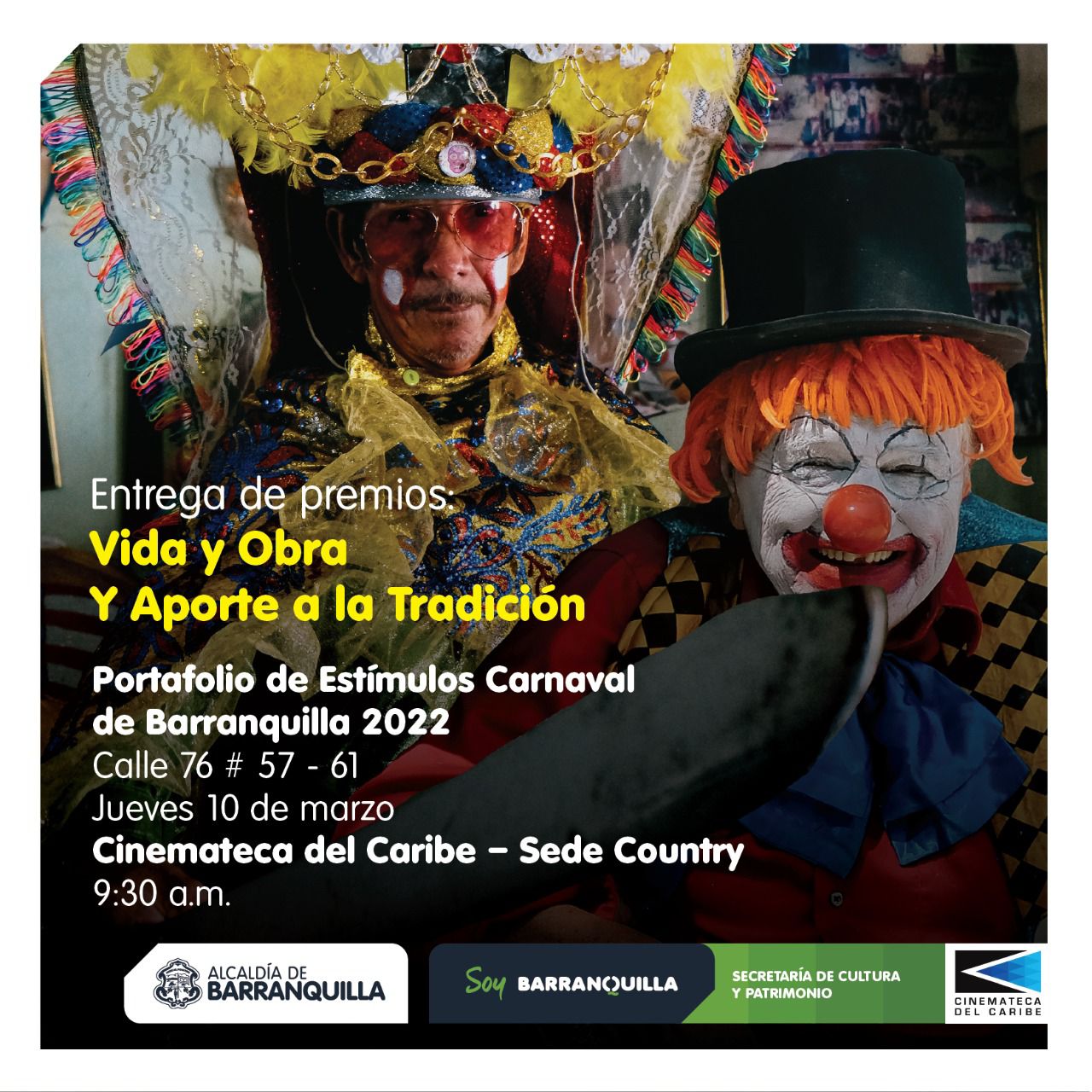 Entrega de estímulos al disfraz del payaso ‘Cara sucia’ y  la danza de congos ‘El Perro Negro’.