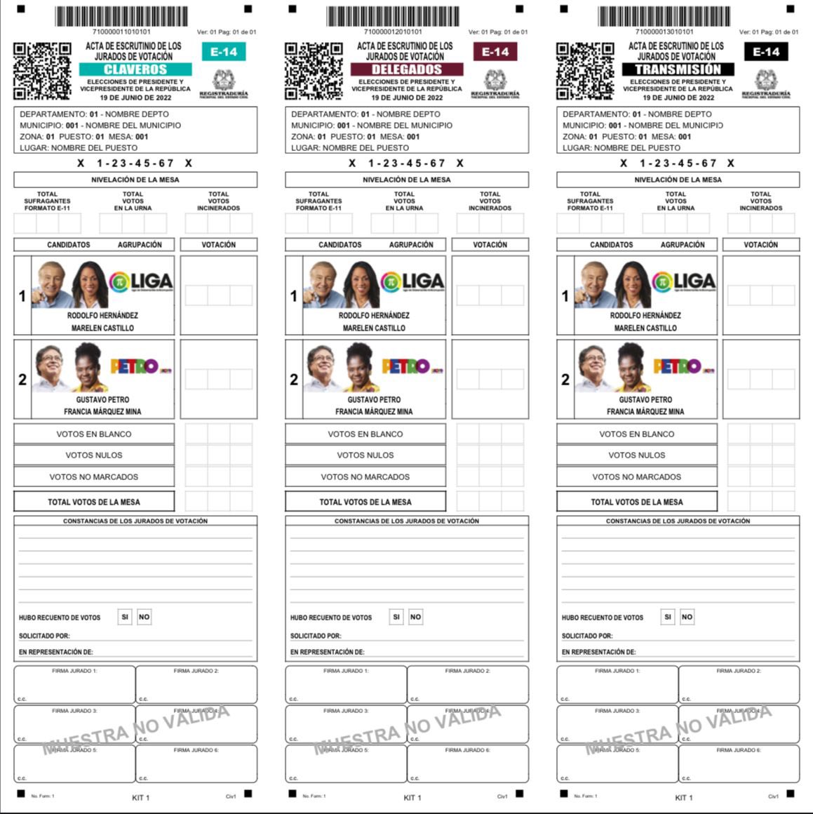 Formularios E-14. 