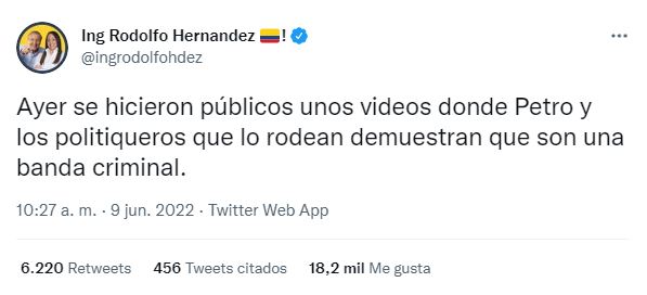 Trino del candidato presidencial Rodolfo Hernández 