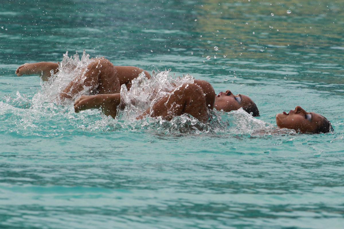 La prueba natación artística dueto en Valledupar.