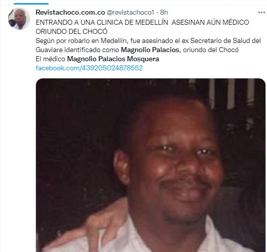 Por redes sociales se conocieron varias reacciones al asesinato de Palacios Mosquera.