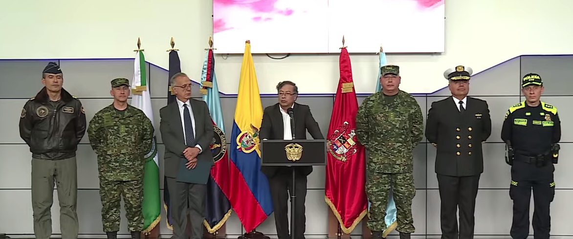 El Presidente de la República, Gustavo Petro y la nueva cúpula militar y de Policía.
