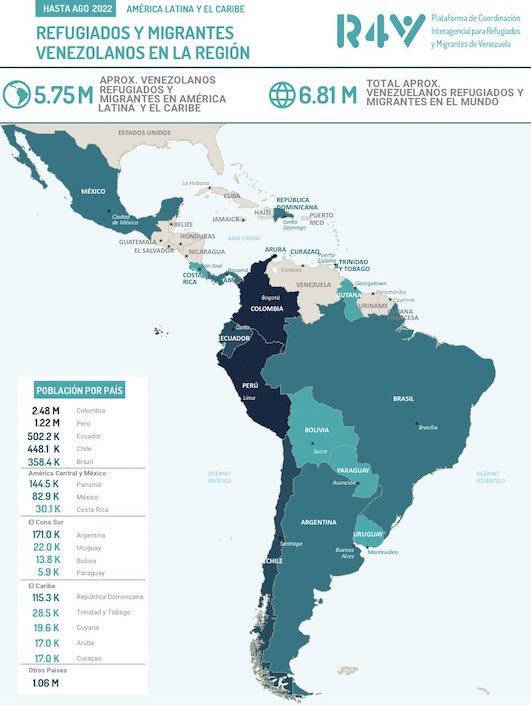 El mapa de los migrantes venezolanos.