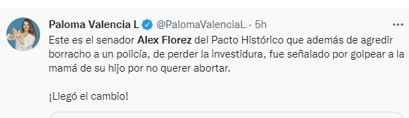 La senadora Paloma Valencia también reaccionó