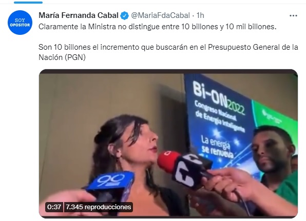 El comentario de la senadora María Fernanda Cabal.