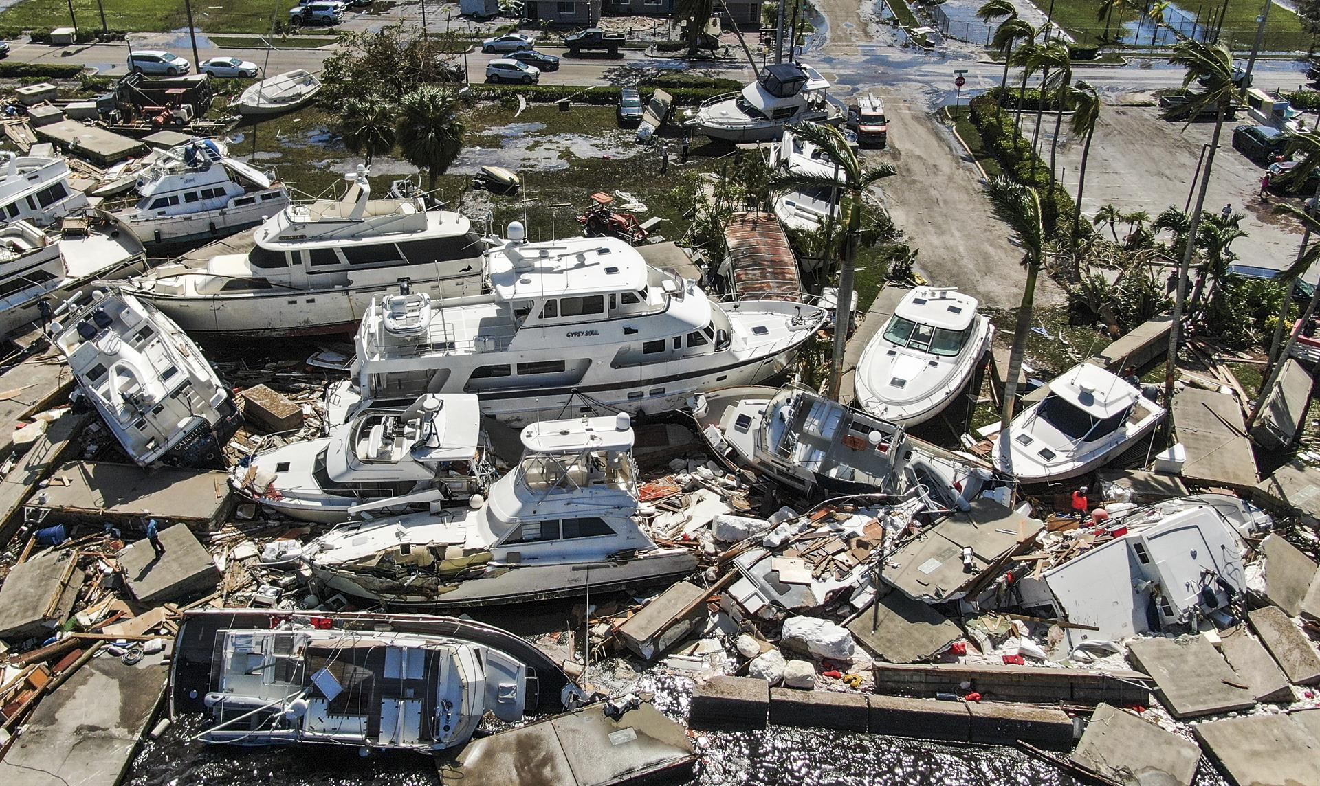 Vista aérea de la zona de Fort Myers, Florida, EE.UU. una de las más afectadas por 'Ian.