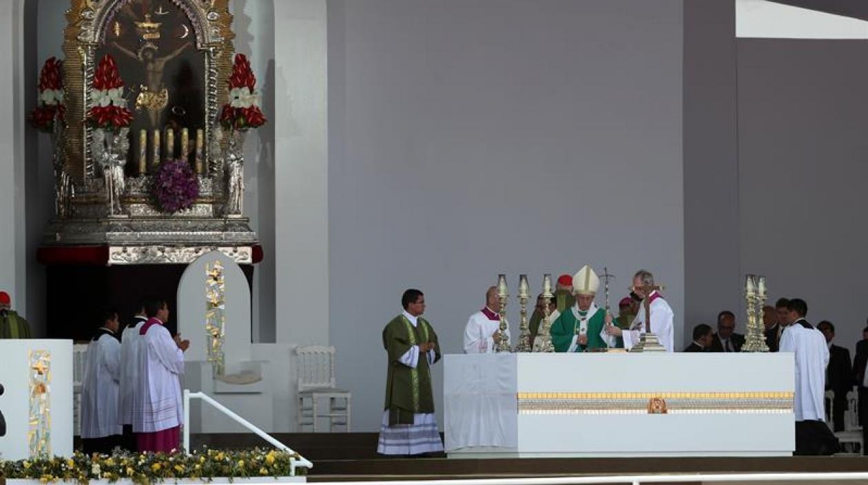 Papa Francisco durante su última misa en Perú.