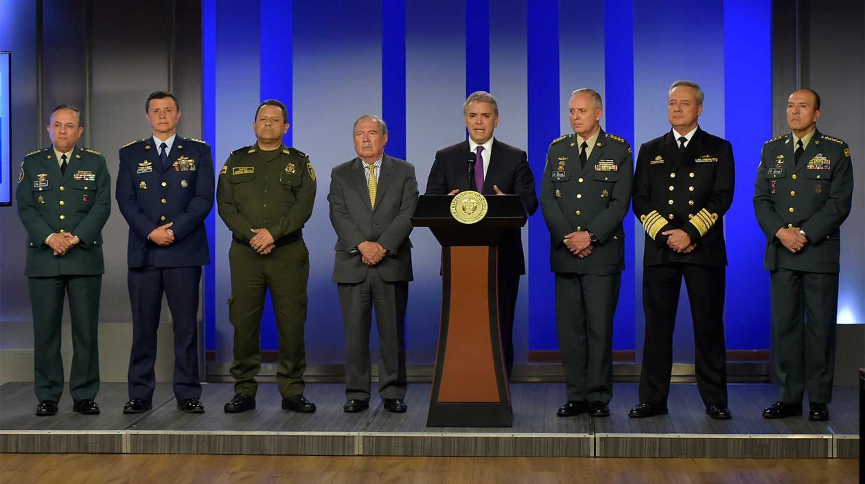Presidente Iván Duque anunciando nueva cúpula militar.