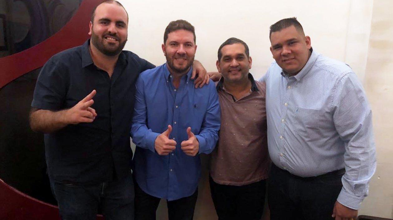 El Representante electo José Amar con su equipo de colaboradores Joao Herrera, Santiago Arias y Federman Vizcaíno.