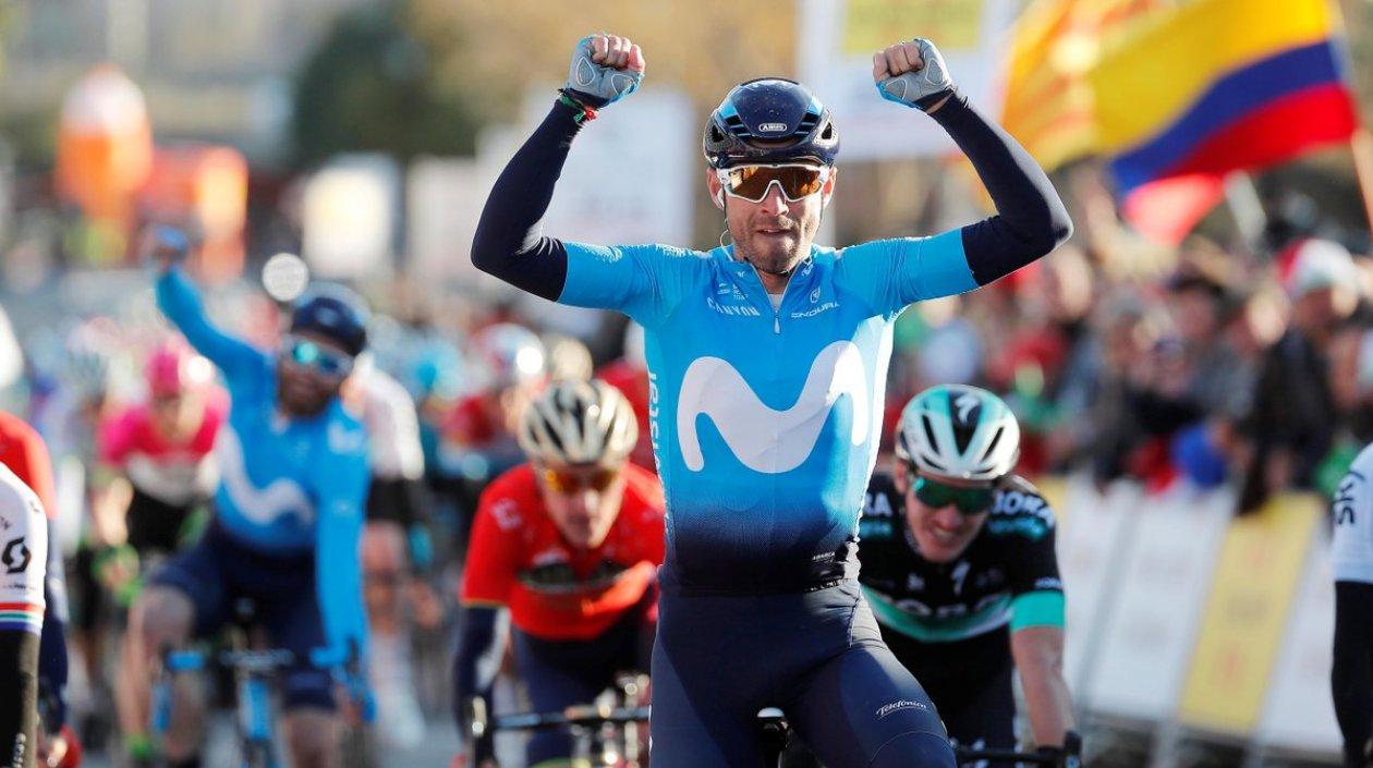 Alejandro Valverde celebra su victoria en la Vuelta a Cataluña. 