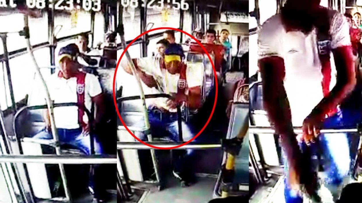 Un ladrón quedó grabado en las cámaras de seguridad de uno los buses de la empresa Monterrey