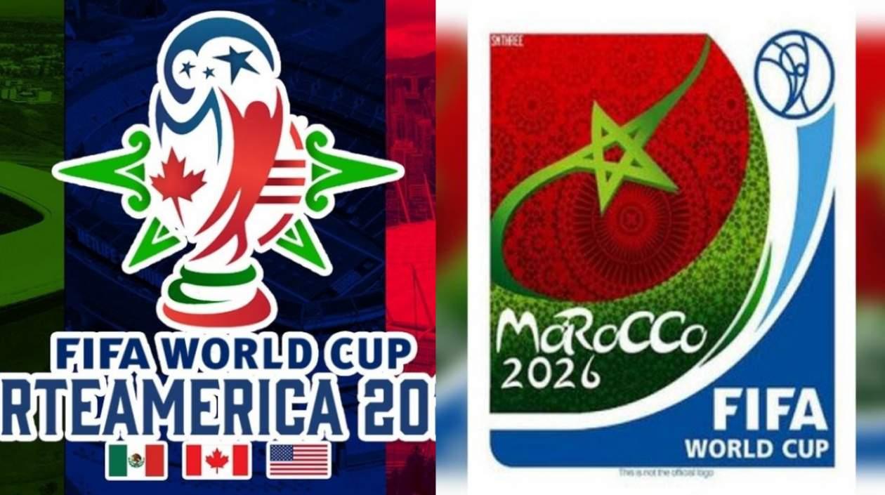 Los logos de los aspirantes al Mundial. 