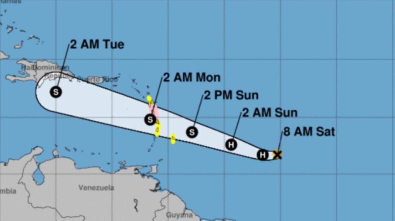 La trayectoria de la tormenta tropical en el Caribe.