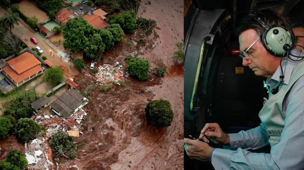 El Presidente de Brasil Jair Bolsonaro sobrevoló el lugar afectado en Minas Gerais.