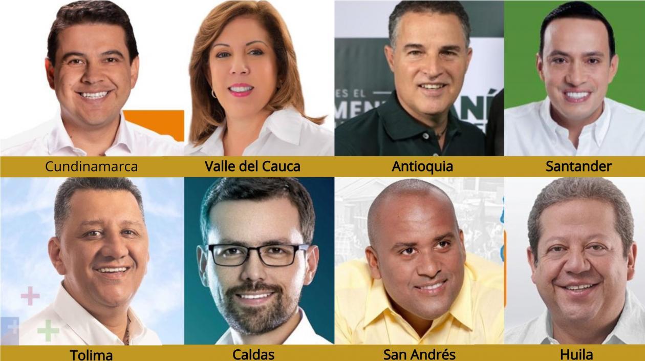 Algunos de los gobernadores electos en Colombia.