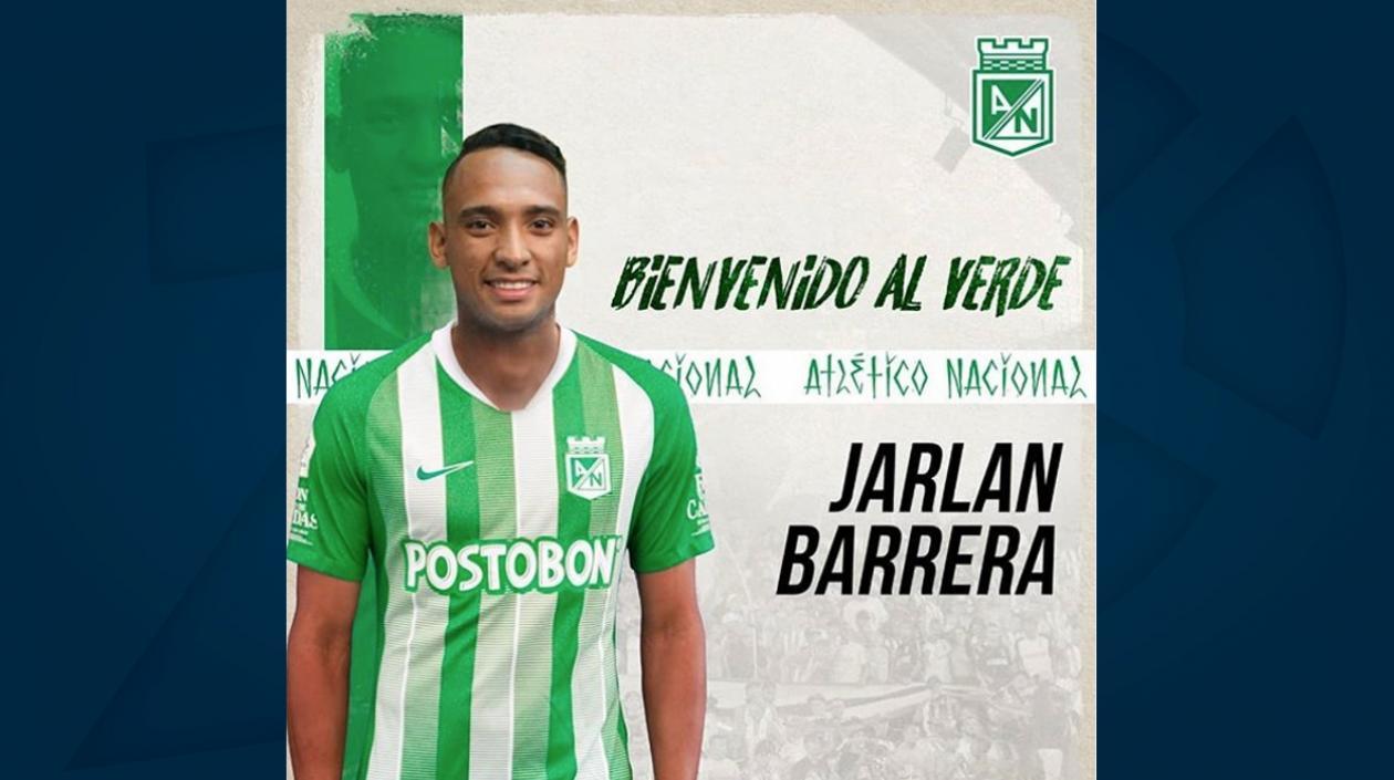 Jarlan Barrera, nuevo jugador del Atlético Nacional. 