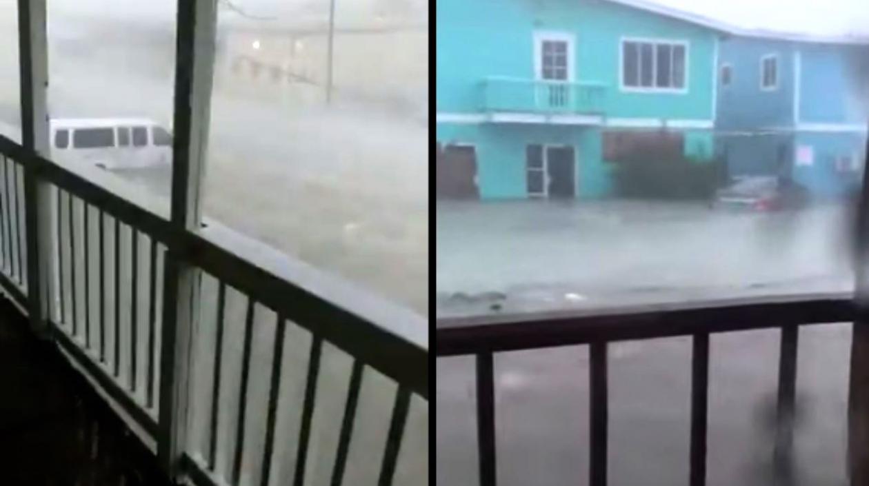 Los videos divulgados en las redes sociales, grabados desde viviendas de las islas Ábaco, muestran auténticos ríos.