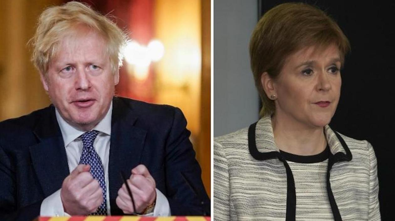 Primer ministro Boris Johnson y la ministra principal escocesa, la nacionalista Nicola Sturgeon.