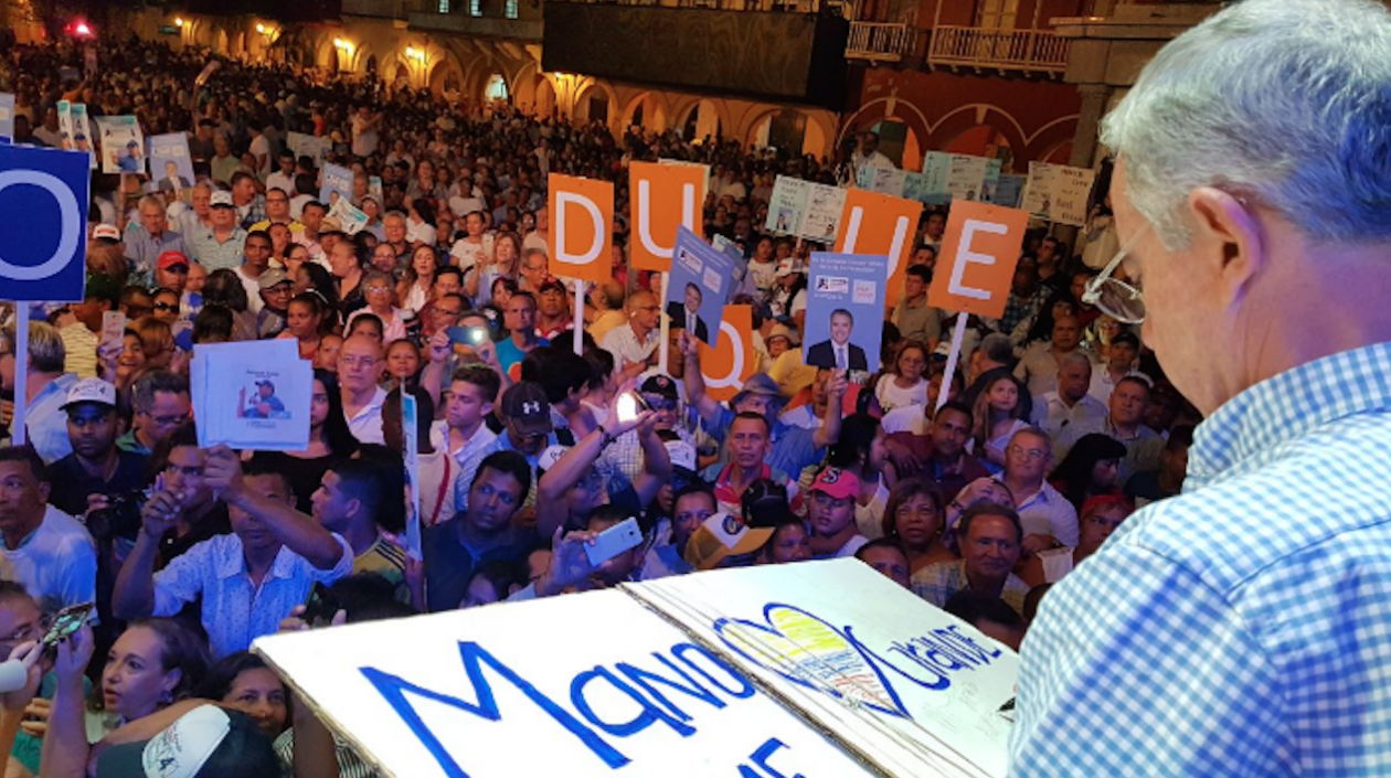 Álvaro Uribe en la campaña a la Presidencia de Iván Duque.