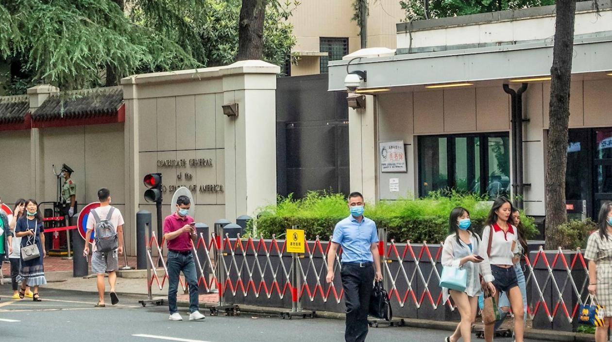 Exterior del consulado de EEUU en la ciudad china de Chengdu. 