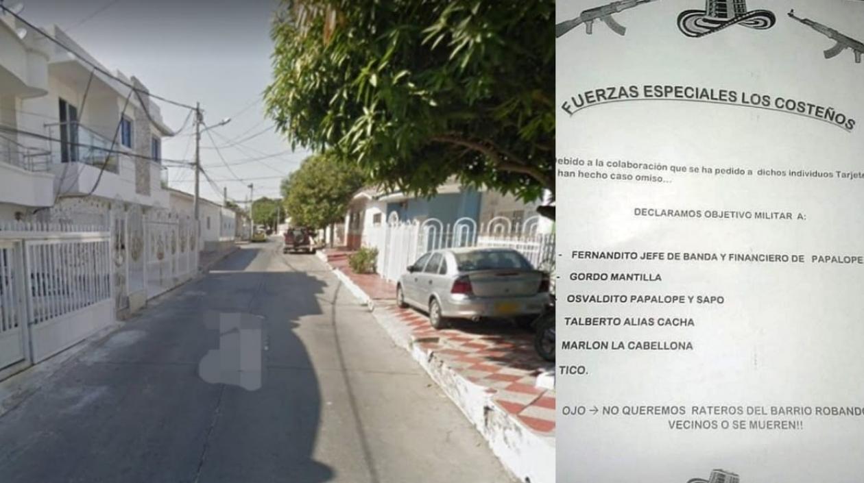 El panfleto fue lanzado en esta cuadra del barrio El Carmen.
