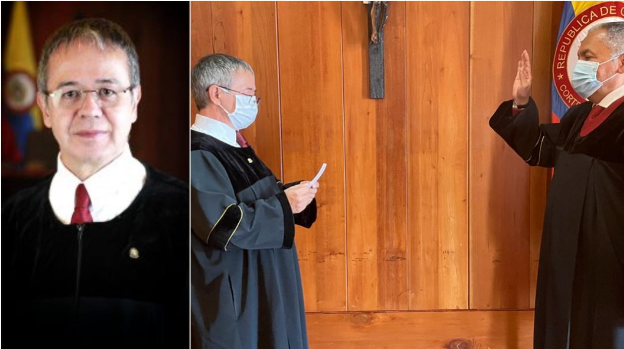 En la imagen izquierda el Magistrado Luis Antonio Hernández, nuevo presidente de la Corte Suprema. En la otra foto toma juramento al Vicepresidente Aroldo Quiroz. 