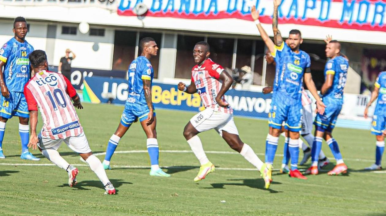 Edwuin Cetré celebrando el golazo ante Alianza Petrolera.