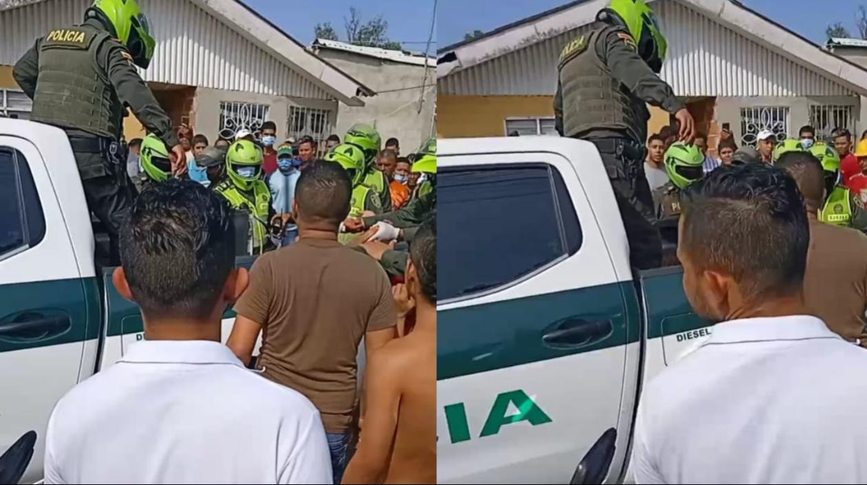 Uno de los presuntos ladrones fue llevado por la Policía a la Clínica San Ignacio. 