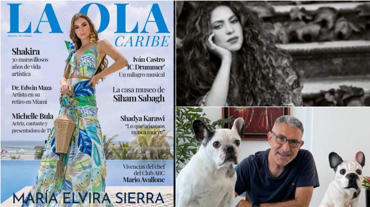 La portada de la revista La Ola Caribe. Dos de los personajes: la cantante Shakira y el periodista Jorge Cura.