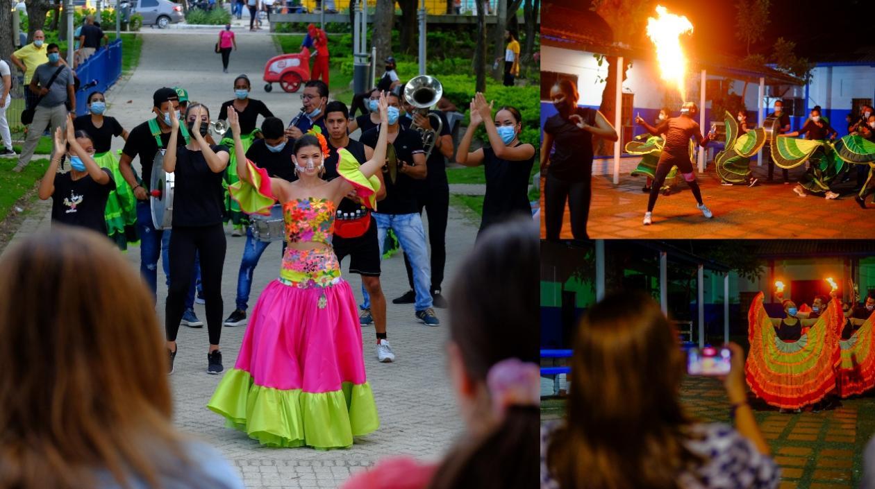 La Reina del Carnaval, Valeria Charris, y los integrantes de las Casas Distritales de Cultura.