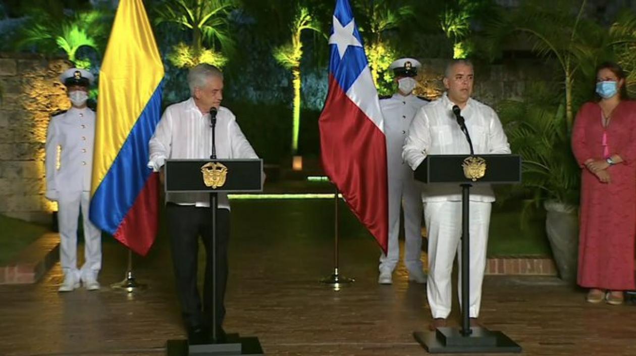 Presidente de Chile, Sebastián Piñera; y el de Colombia, Iván Duque.