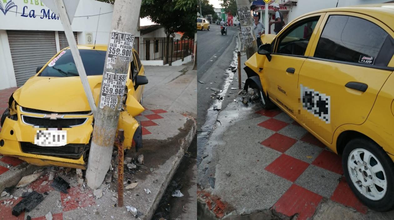 Taxi  accidentado en La Manga. 