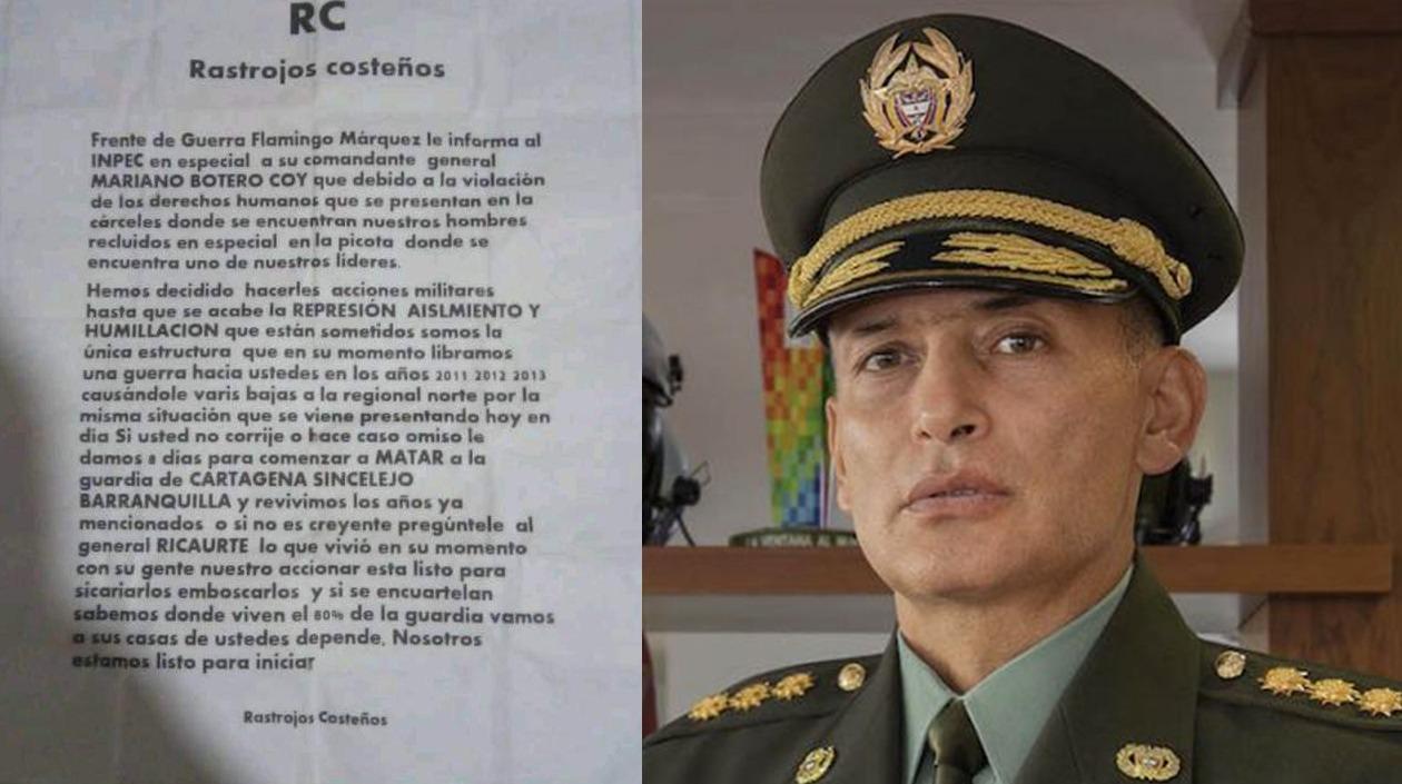 anfleto dirigido al Mayor General Mariano Botero, director nacional del Inpec. 