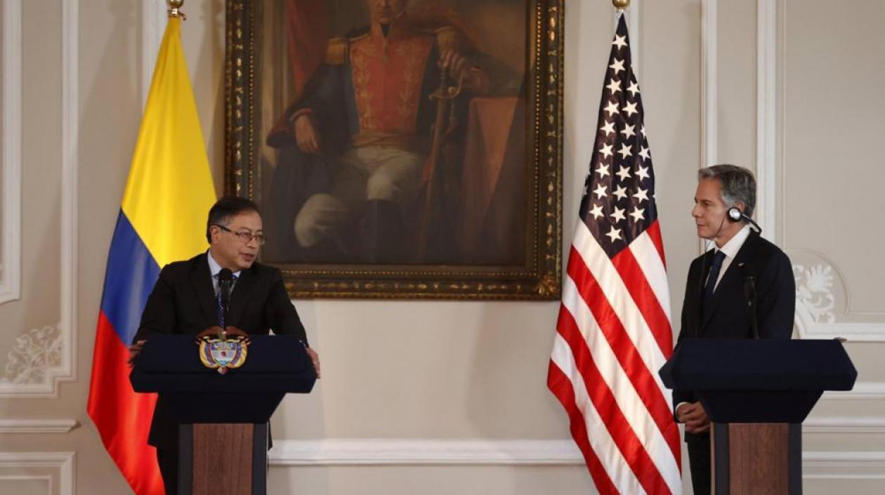  El Presidente Gustavo Petro junto al secretario de Estado de Estados Unidos, Antony Blinken.