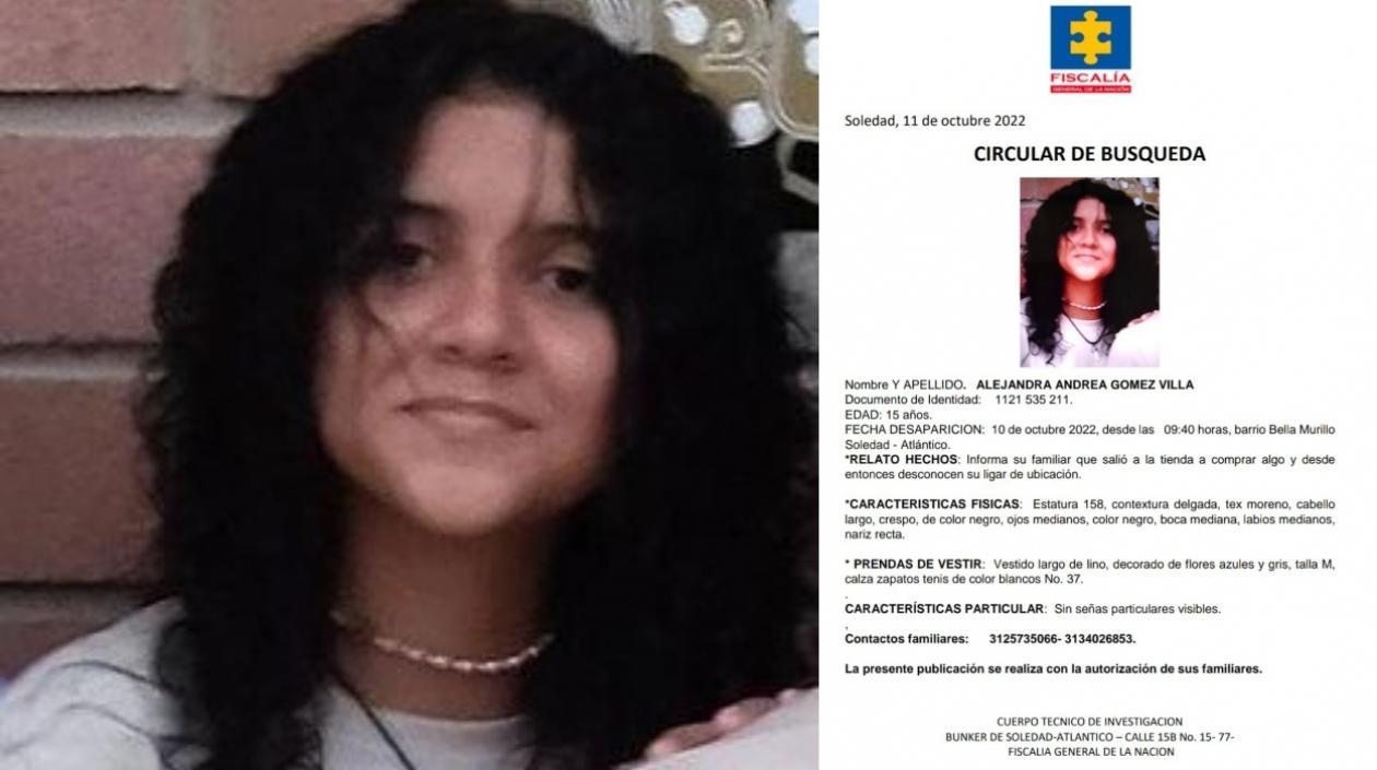 Cartel de la Fiscalía buscando Alejandra Gómez.