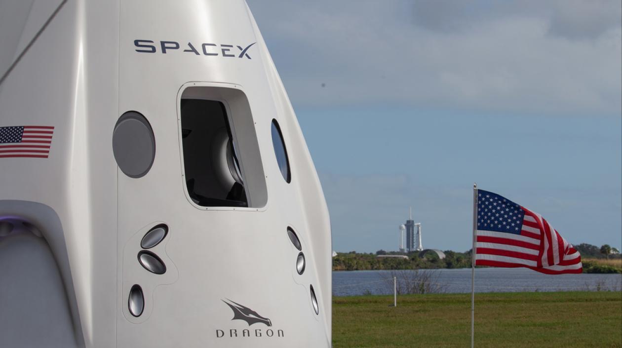 Vista de una cápsula de la empresa SpaceX.